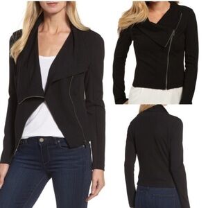 Two by Vince Camuto Black Asymmetrical Moto Jacket Small
